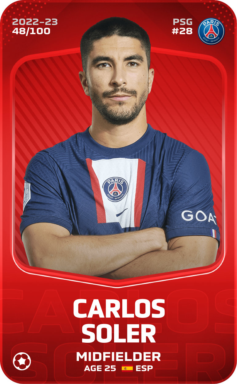 Sorare - Sorare Official - Carlos Soler 2022-23 • Rare 48/100 - NFT # 43553295179380071037094112968202301049017354616475219930825552465512328112878