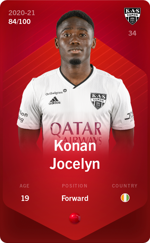 Sorare - Sorare Official - Konan Jocelyn 2020-21 • Rare 84/100 - NFT # 43577048557920580362540503384362473056318820748799399231920292128735705842504