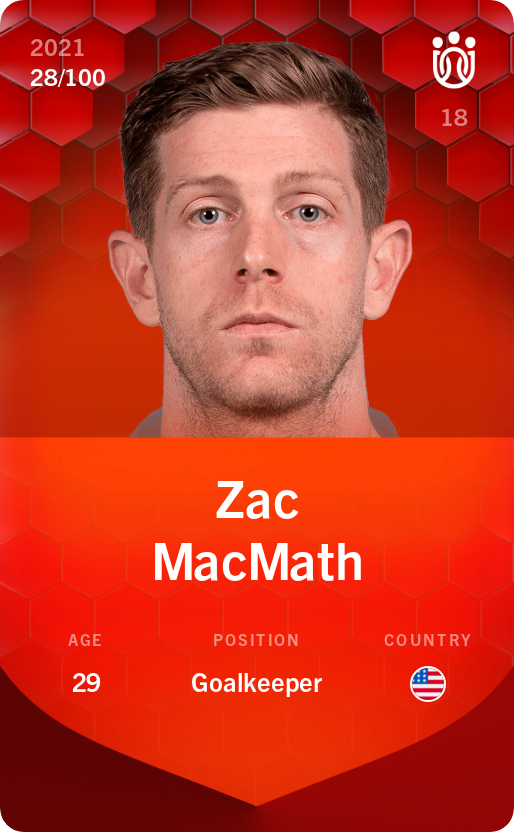Sorare - Sorare Official - Zac MacMath 2021-22 • Rare 28/100 - NFT # 22214308916101543440169348890202616847607461219224891760488998503505694894234