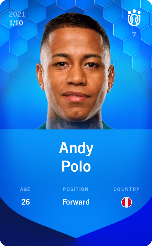 Sorare - Sorare Official - Andy Polo 2021-22 • Super Rare 1/10 - NFT # 44065303074494442107016162600032032393002793254745786826587513040182765844770
