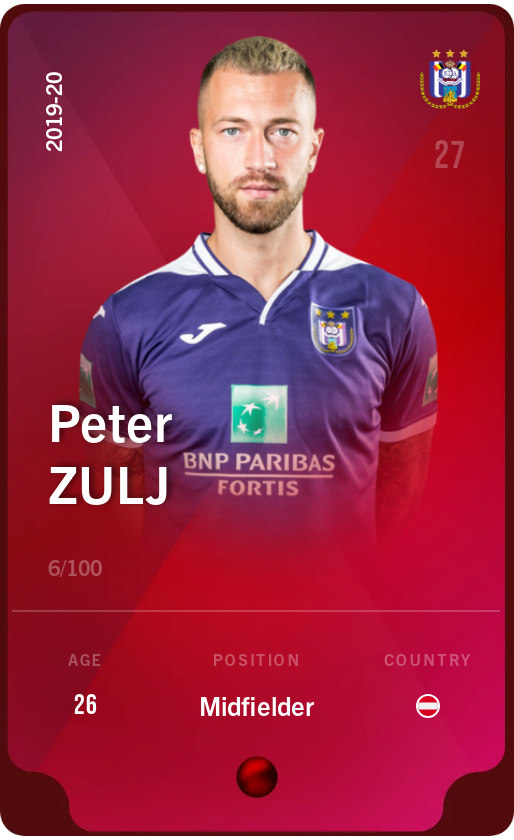 Sorare - Sorare Official - Peter Zulj 2019-20 • Rare 6/100 - NFT # 55931147186545055974099196152898133469625318809369990290341032112924444357735