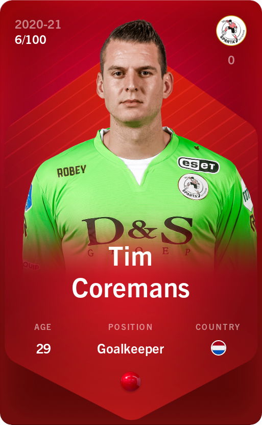 Sorare - Sorare Official - Tim Coremans 2020-21 • Rare 6/100 - NFT # 77764631807226974016681299553506860901343651240159207645258969392720718634545