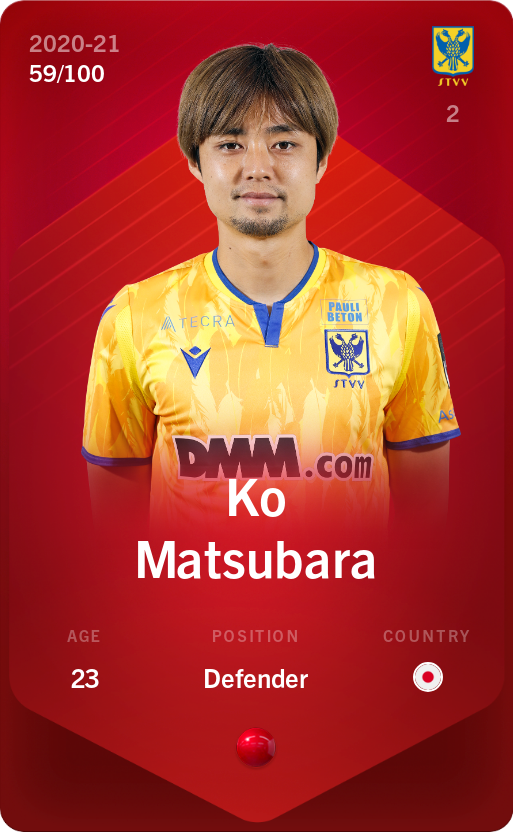 Sorare - Sorare Official - Ko Matsubara 2020-21 • Rare 59/100 - NFT # 15265834373273757431641751551274435385642009660659745960391799665027356554454