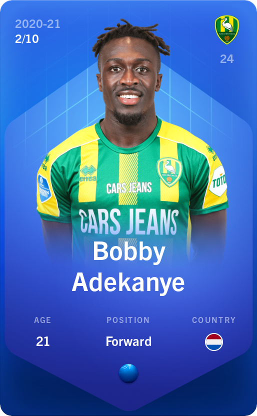 Sorare - Sorare Official - Bobby Adekanye 2020-21 • Super Rare 2/10 - NFT # 102191166553870348963820266780038643875289727743906996325738752485560153191602