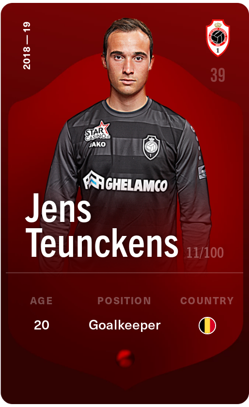 Sorare - Sorare Official - Jens Teunckens 2018-19 • Rare 11/100 - NFT # 31665294109283193185886260445665521558058825213989494005123346759163971135472