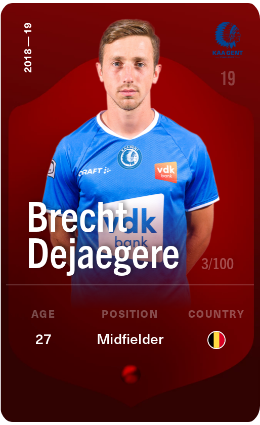 Sorare - Sorare Official - Brecht Dejaegere 2018-19 • Rare 3/100 - NFT # 105351421502427188005671281477446207956422567686775894939293597517647219620309