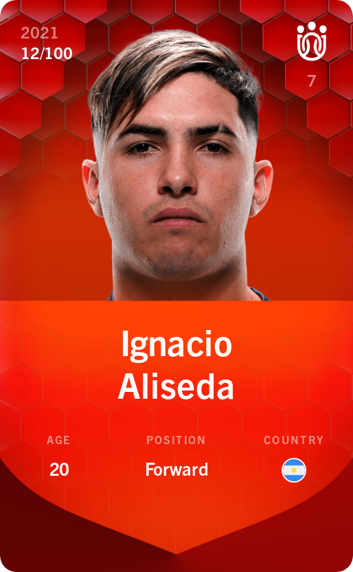 Sorare - Sorare Official - Ignacio Aliseda 2021-22 • Rare 12/100 - NFT # 14768351252716073488224657495075387768235337626761384832755100664950864076344