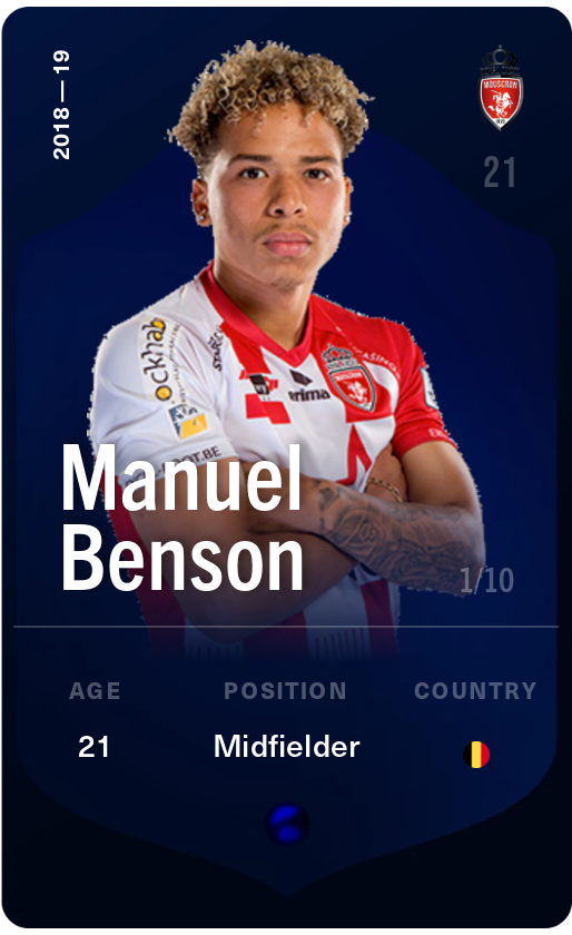 Sorare - Sorare Official - Manuel Benson 2018-19 • Super Rare 1/10 - NFT # 77702310110410158222739828011664643882027991155712936802772328506160322972125