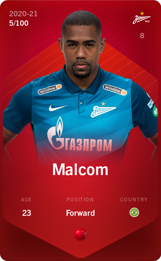Sorare - Sorare Official - Malcom 2020-21 • Rare 5/100 - NFT # 62815546036043680747107788084273987874324222393911753678275797780678589628413