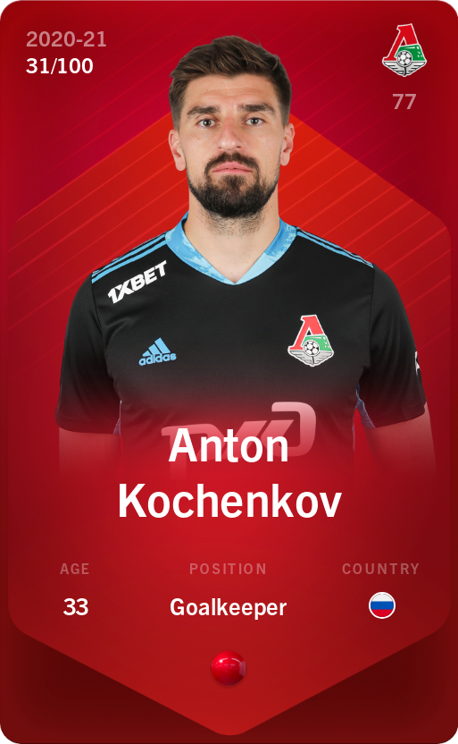 Sorare - Sorare Official - Anton Kochenkov 2020-21 • Rare 31/100 - NFT # 14752838876881778889176664482166223637900710184391919884066256424540754253958
