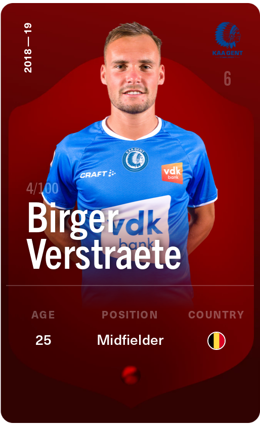 Sorare - Sorare Official - Birger Verstraete 2018-19 • Rare 4/100 - NFT # 104133100296400747215679660524816853564575155742572129158547332571145444978583