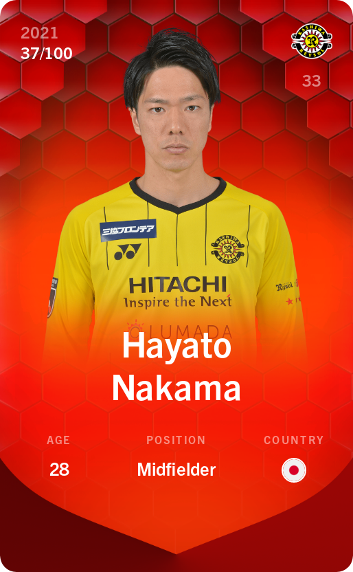 Sorare - Sorare Official - Hayato Nakama 2021-22 • Rare 37/100 - NFT # 26462426432243239603177377455763056558763241151418628970482150714950355744128