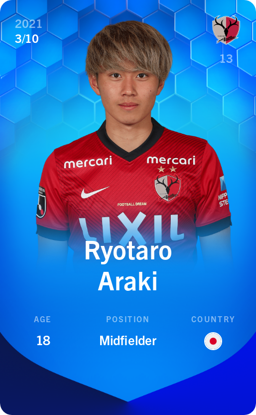 Sorare - Sorare Official - Ryotaro Araki 2021-22 • Super Rare 3/10 - NFT # 102432652469359176886856492453099328374720217003038622815094408987969809376703