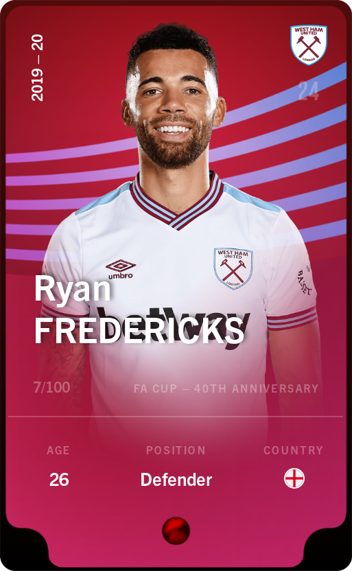 Sorare - Sorare Official - Ryan Fredericks 2019-20 • Rare 7/100 - NFT # 57389364339338872245849916301063186005249681438927885922860854514204856210962