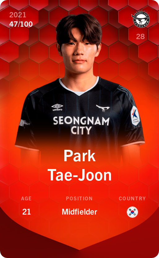 Sorare - Sorare Official - Park Tae-Joon 2021-22 • Rare 47/100 - NFT # 17013933083742999053200371209819652210546283869034758045043192532073649986179