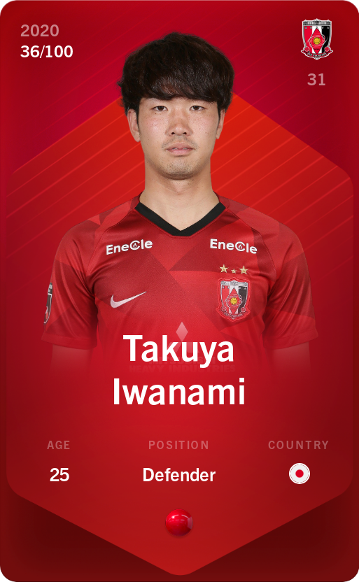 Sorare - Sorare Official - Takuya Iwanami 2020-21 • Rare 36/100 - NFT # 34121662208414366652430116314562665051732820648924373360796310100301619330275