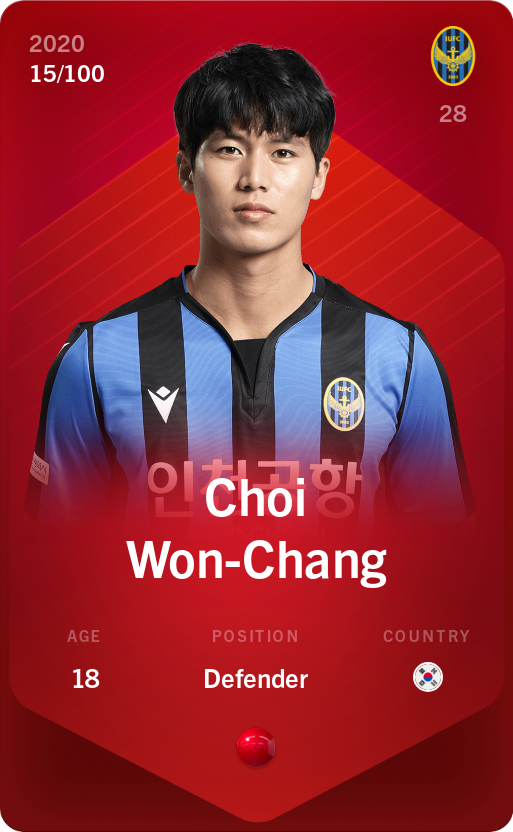 Sorare - Sorare Official - Choi Won-Chang 2020-21 • Rare 15/100 - NFT # 40835303893286663295571842103574852642836952648533437792675800202867915990827