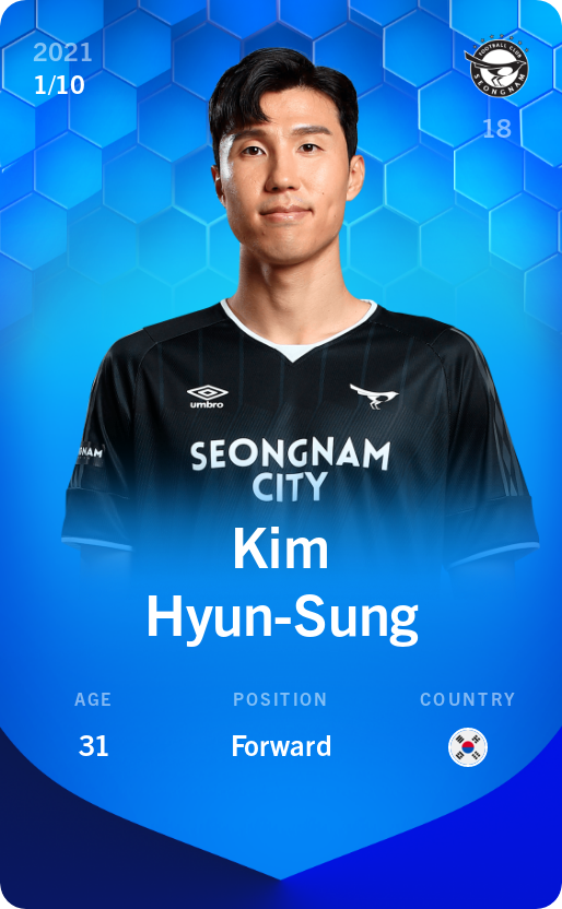 Sorare - Sorare Official - Kim Hyun-Sung 2021-22 • Super Rare 1/10 - NFT # 73698530529830463019785051084994732704622519691533633383114378792829190966680