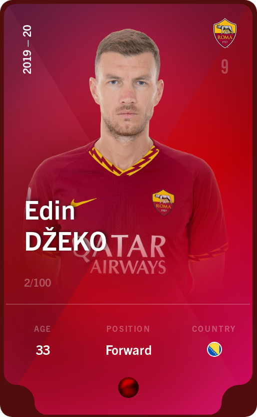 Sorare - Sorare Official - Edin Džeko 2019-20 • Rare 2/100 - NFT # 37277700429018488751782865717786522800854837577370083278885221172685015979582