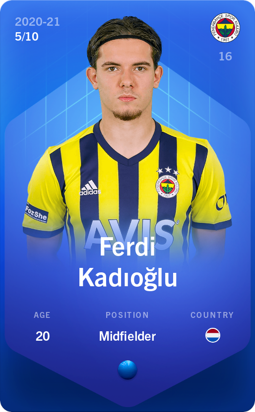 Sorare - Sorare Official - Ferdi Kadıoğlu 2020-21 • Super Rare 5/10 - NFT # 56679084095340555687808018031487528359782039230172388513224379541464108219281
