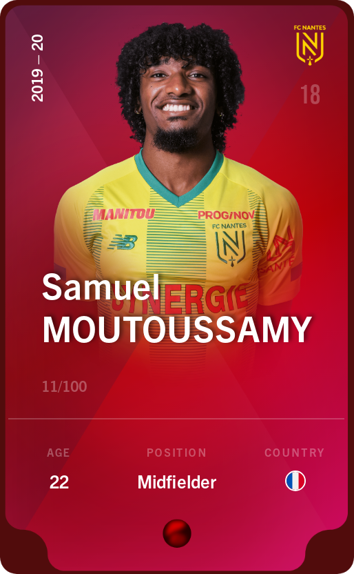 Sorare - Sorare Official - Samuel Moutoussamy 2019-20 • Rare 11/100 - NFT # 48406490639542931199033504943452979184744660224197007402314032489467565378230