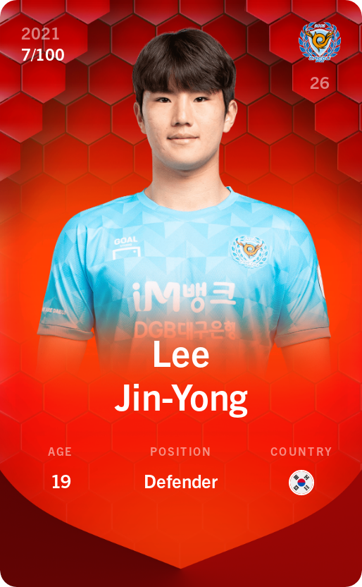 Sorare - Sorare Official - Lee Jin-Yong 2021-22 • Rare 7/100 - NFT # 63953738282350134288653727578661635294608583730523612766301181268904799174442