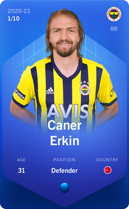 Sorare - Sorare Official - Caner Erkin 2020-21 • Super Rare 1/10 - NFT # 30081110360043480479493873407046484098976712184682261967550929448875847570574