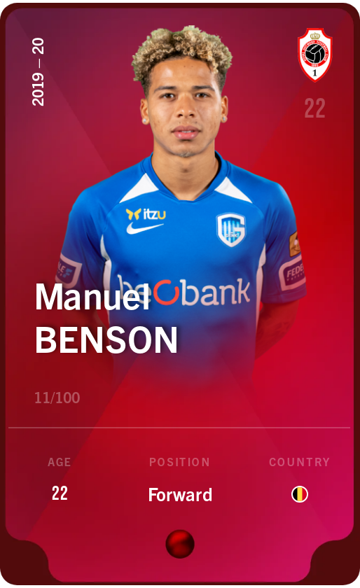 Sorare - Sorare Official - Manuel Benson 2019-20 • Rare 11/100 - NFT # 35814136446232941919542898518631315187119214161356584433725048702723771291065