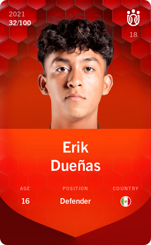 Sorare - Sorare Official - Erik Dueñas 2021-22 • Rare 32/100 - NFT # 113152651696853999326611994414259592883443689924974242518733365049604442907008
