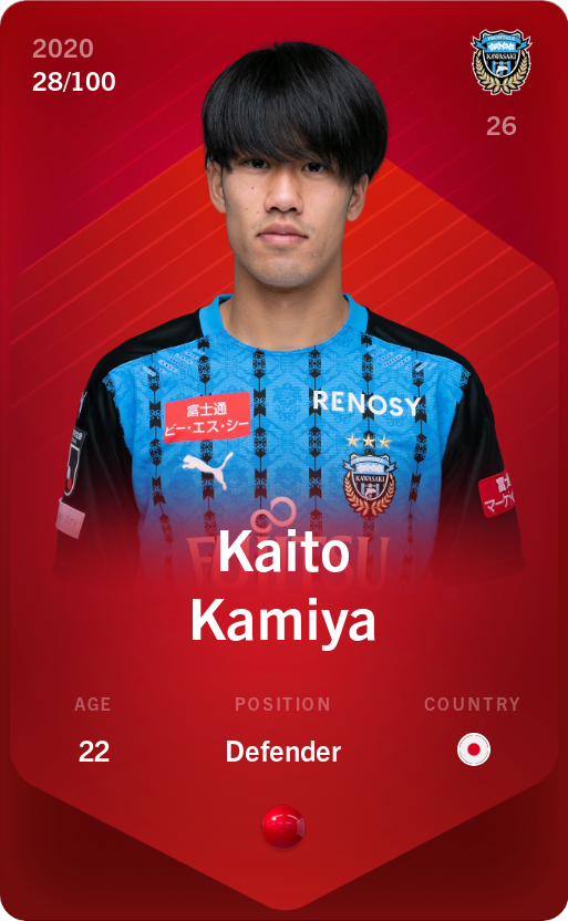 Sorare - Sorare Official - Kaito Kamiya 2020-21 • Rare 28/100 - NFT # 58095731296399697475388517079493824015783732421329092860680417771436052549771