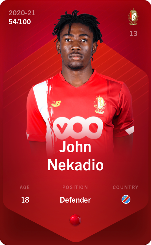 Sorare - Sorare Official - John Nekadio 2020-21 • Rare 54/100 - NFT # 88330632127536685022913423866925169710914510914375126029288877193349725382367