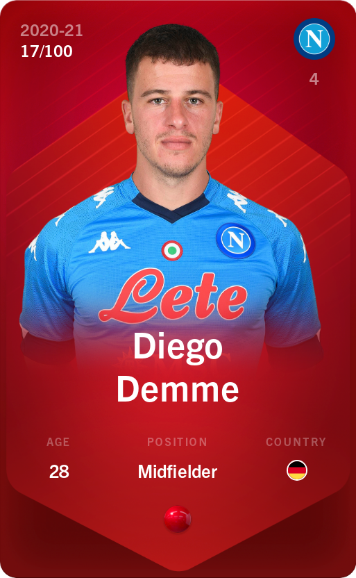 Sorare - Sorare Official - Diego Demme 2020-21 • Rare 17/100 - NFT # 76563901040082694227359585750804475057763778406290532889836762921590696079009