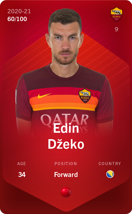 Sorare - Sorare Official - Edin Džeko 2020-21 • Rare 60/100 - NFT # 82439862089599178694069727588546543529534461628126314826687034492476776265248