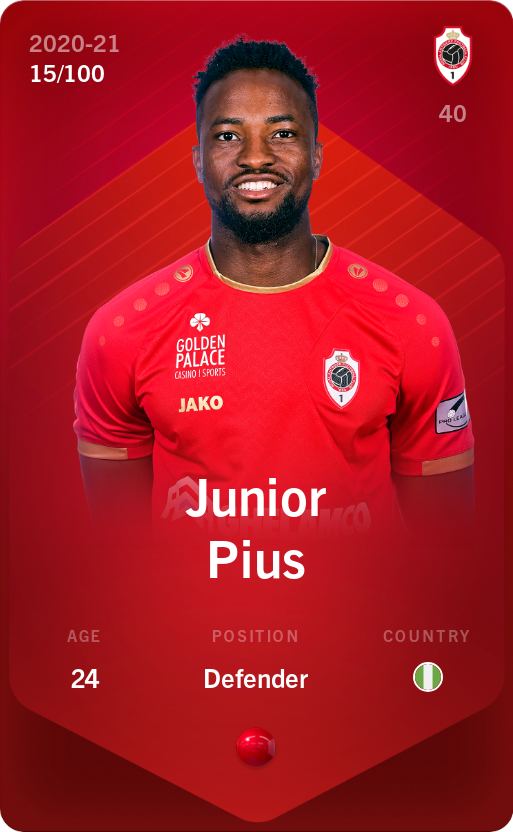 Sorare - Sorare Official - Junior Pius 2020-21 • Rare 15/100 - NFT # 91086250764035954884405122575122084662136351404447359302622803841289773790970