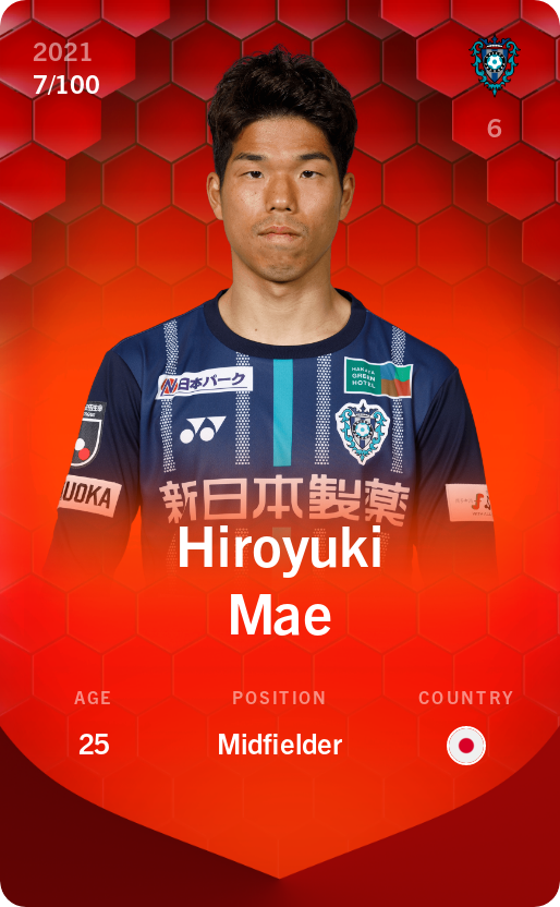 Sorare - Sorare Official - Hiroyuki Mae 2021-22 • Rare 7/100 - NFT # 94839696829613388846572427982323653472772697729497813211874623405045651766874