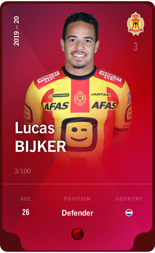 Sorare - Sorare Official - Lucas Bijker 2019-20 • Rare 3/100 - NFT # 89053575137573953930687951847715114910076654798713377629383607973069428017779