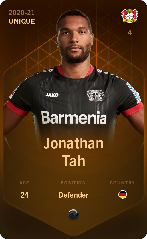 Sorare - Sorare Official - Jonathan Tah 2020-21 • Unique - NFT # 54402907100611738639089374938552672638463781681607258306207531401027193895262