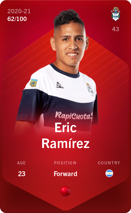 Sorare - Sorare Official - Eric Ramírez 2020-21 • Rare 62/100 - NFT # 109706022645075971143770176084584789726599857556133488488762660259033339886890