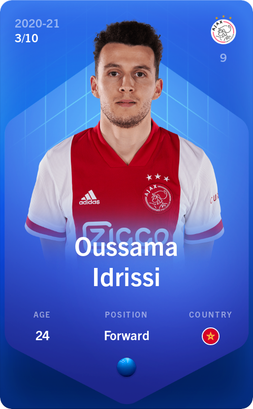 Sorare - Sorare Official - Oussama Idrissi 2020-21 • Super Rare 3/10 - NFT # 49725441944851285506651407395984833767436095845519807436175443121396226565086