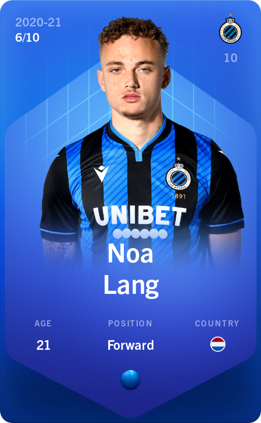 Sorare - Sorare Official - Noa Lang 2020-21 • Super Rare 6/10 - NFT # 23617675986172959812799973045050062709650539957191019525579153192069683846864