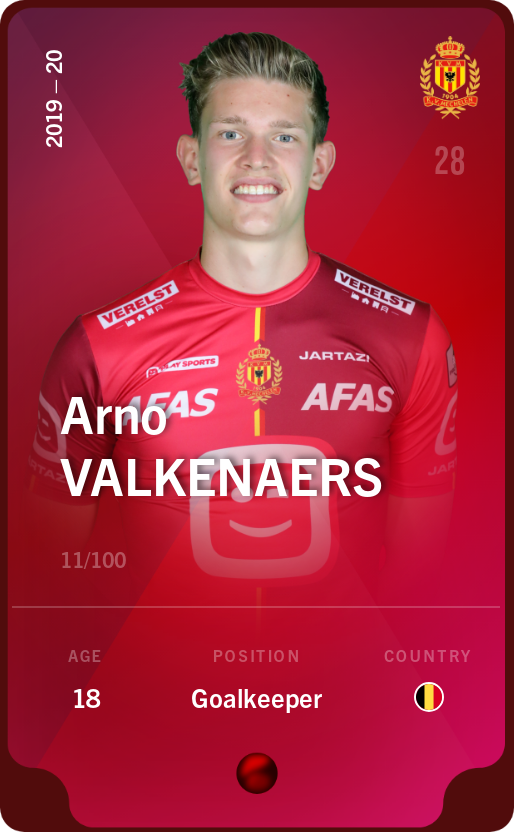 Sorare - Sorare Official - Arno Valkenaers 2019-20 • Rare 11/100 - NFT # 105174409695410859713824766475506383687923079482521145266967859078266470961198