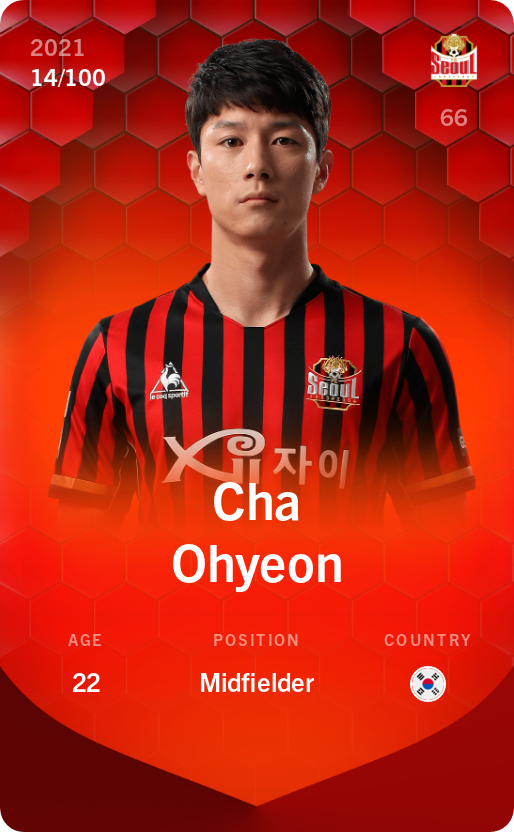 Sorare - Sorare Official - Cha Ohyeon 2021-22 • Rare 14/100 - NFT # 95035419031998733882608885916257290689499448670597671237734283670696387722851