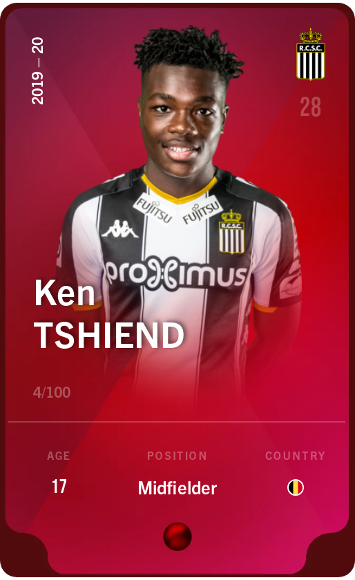 Sorare - Sorare Official - Ken Tshiend 2019-20 • Rare 4/100 - NFT # 47397567301138877191705704641215726221432252704641727123586106655165069889684