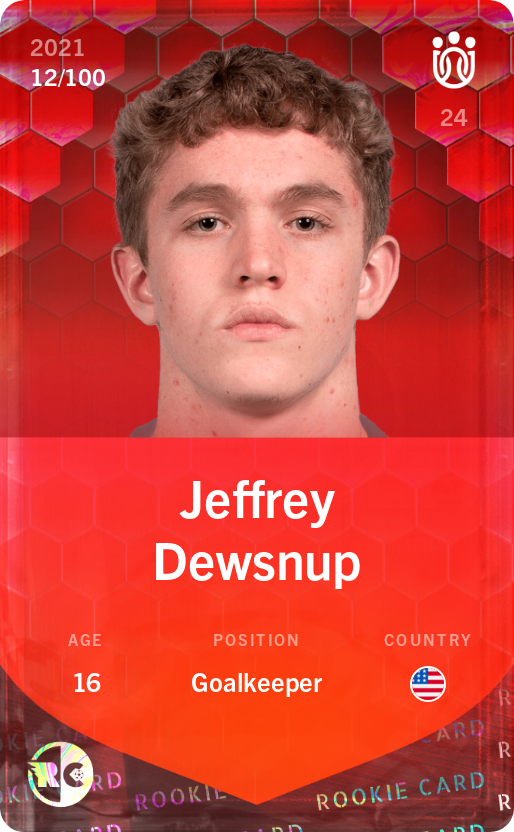 Sorare - Sorare Official - Jeffrey Dewsnup 2021-22 • Rare 12/100 - NFT # 39475182489880153356118186528576834453442329626186762728314968905413679389221