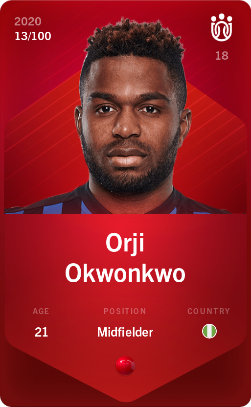 Sorare - Sorare Official - Orji Okwonkwo 2020-21 • Rare 13/100 - NFT # 66611038781284814566267624862140565671624248847950375313201532763545086700312