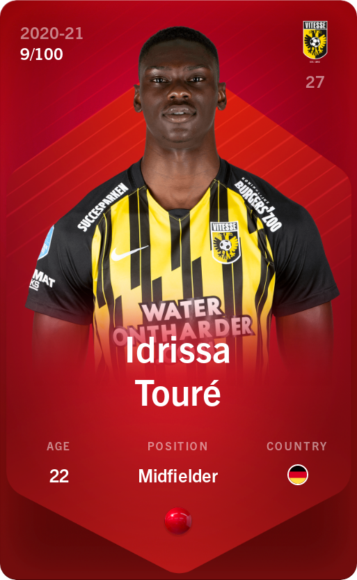Sorare - Sorare Official - Idrissa Touré 2020-21 • Rare 9/100 - NFT # 7919445299521146459703295886309950981085279299273786175961709013259567395490