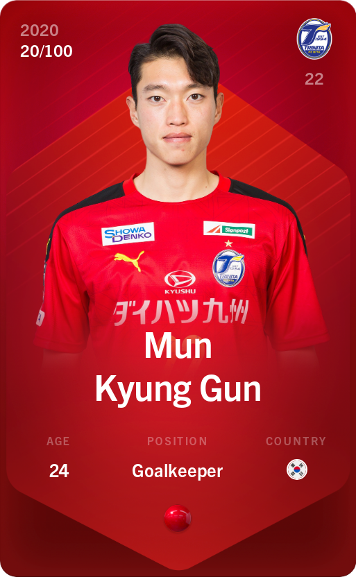 Sorare - Sorare Official - Mun Kyung Gun 2020-21 • Rare 20/100 - NFT # 103082602252570173455046524536383178890480678406226908438888899804545238309207