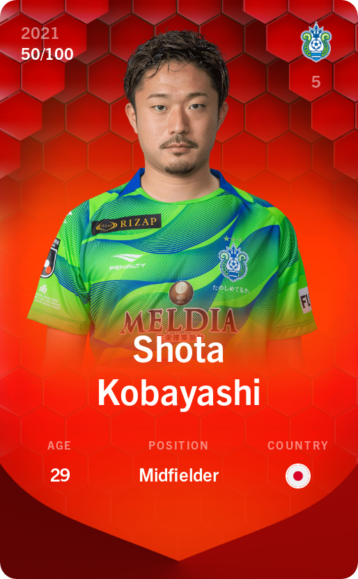Sorare - Sorare Official - Shota Kobayashi 2021-22 • Rare 50/100 - NFT # 53888113306499415063818919021851183293196277351135477235929661421687454644186