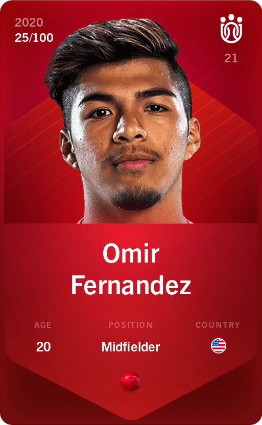 Sorare - Sorare Official - Omir Fernandez 2020-21 • Rare 25/100 - NFT # 97222342512095609937247606391066277490027142157573875025196022675548181369904