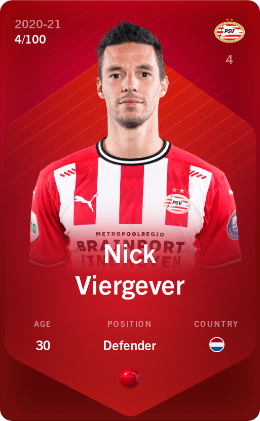 Sorare - Sorare Official - Nick Viergever 2020-21 • Rare 4/100 - NFT # 48336007440155268739724457266896683722154805310580962070206162868653700591584